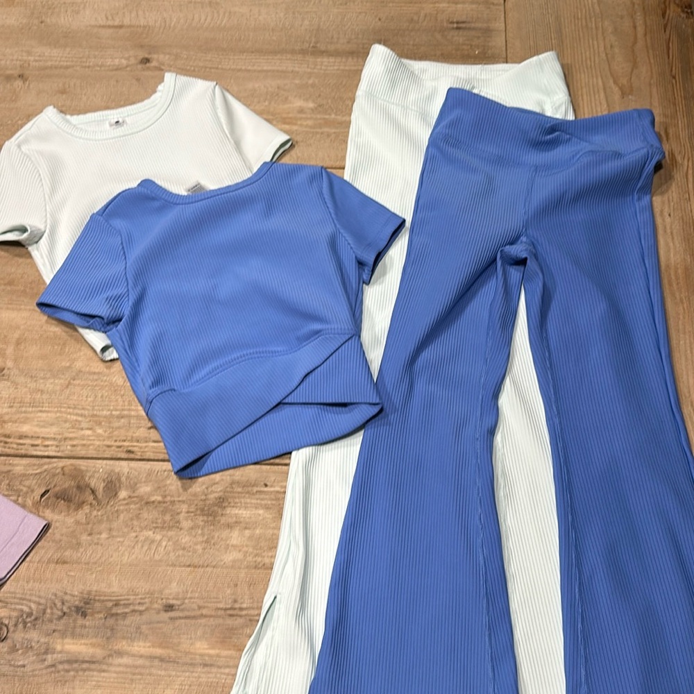 Yogalicious flare pants/crop top set bundle size 7/8